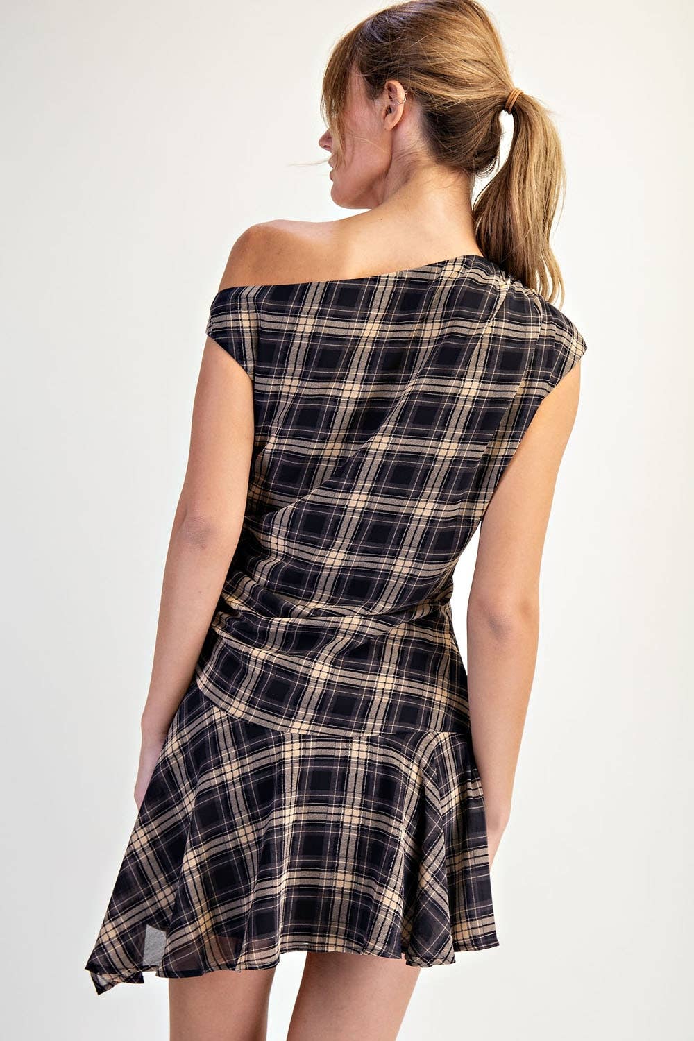Asymmetrical Ruffle Hem Mini Dress