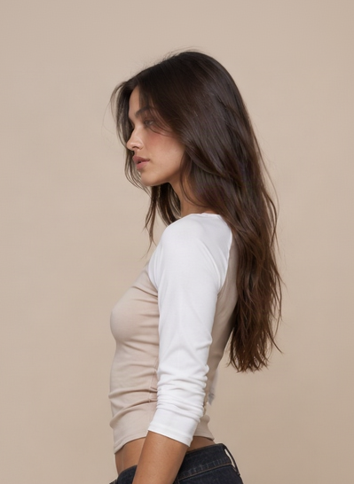 Color Block Raglan Boat Neck Top