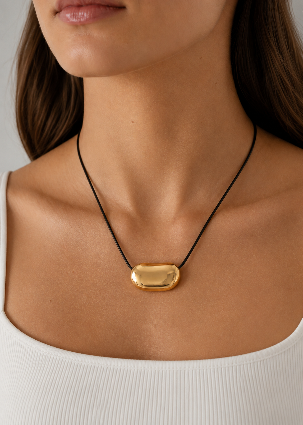 Bean Pendant Cord Necklace