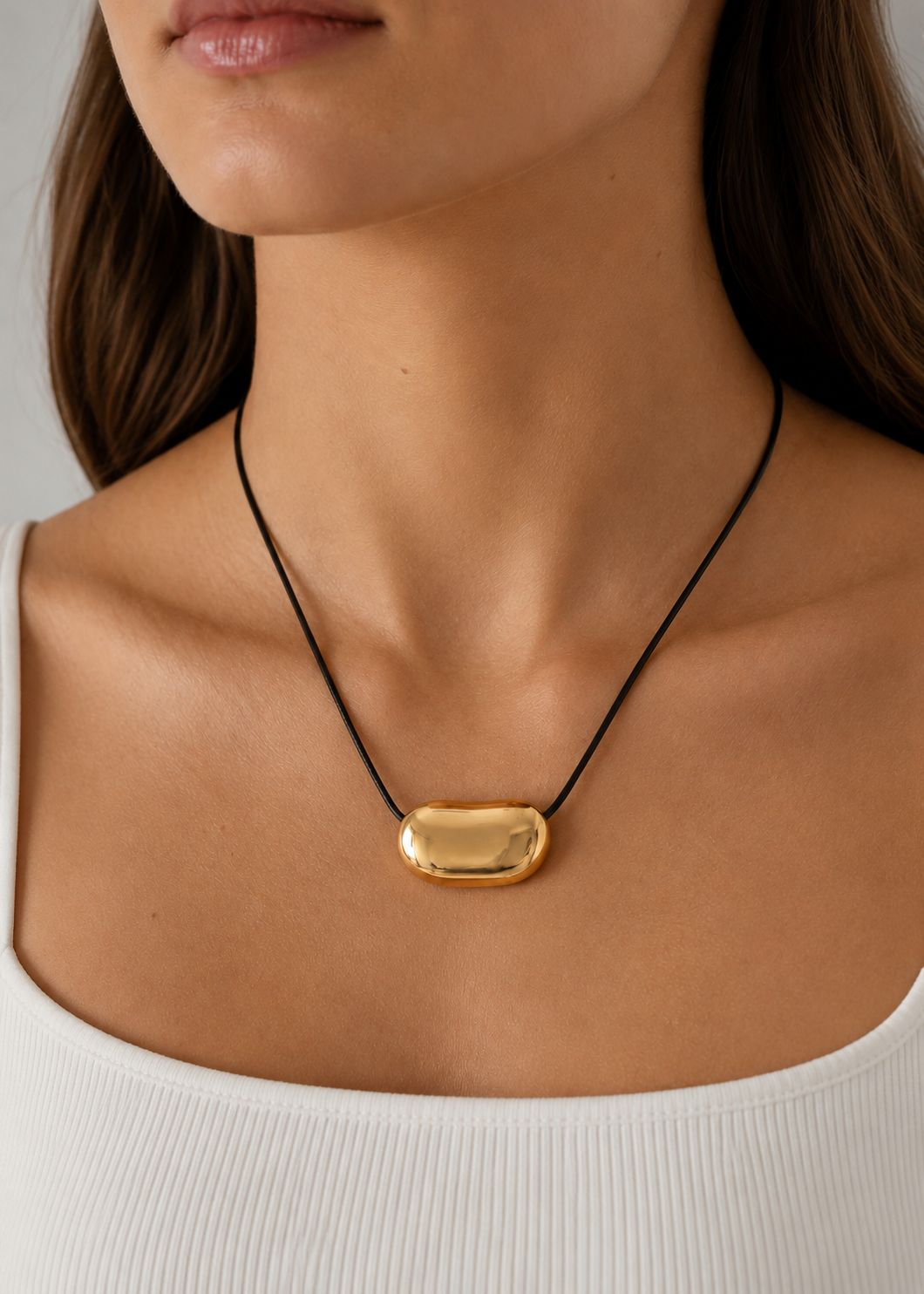 Bean Pendant Cord Necklace