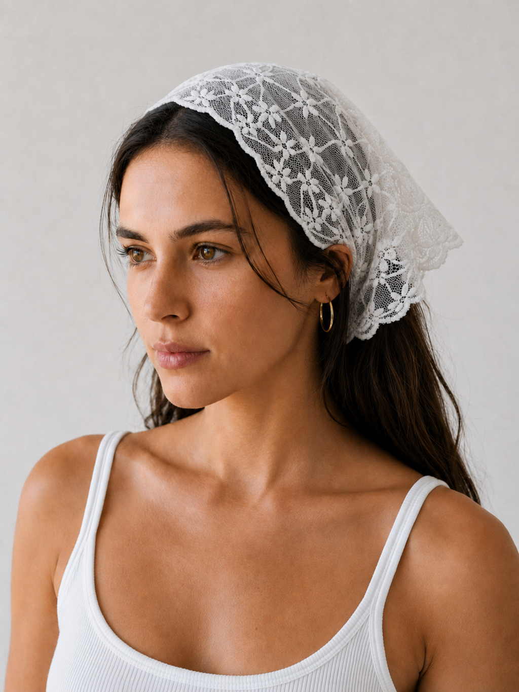 Lace Floral Head Scarf