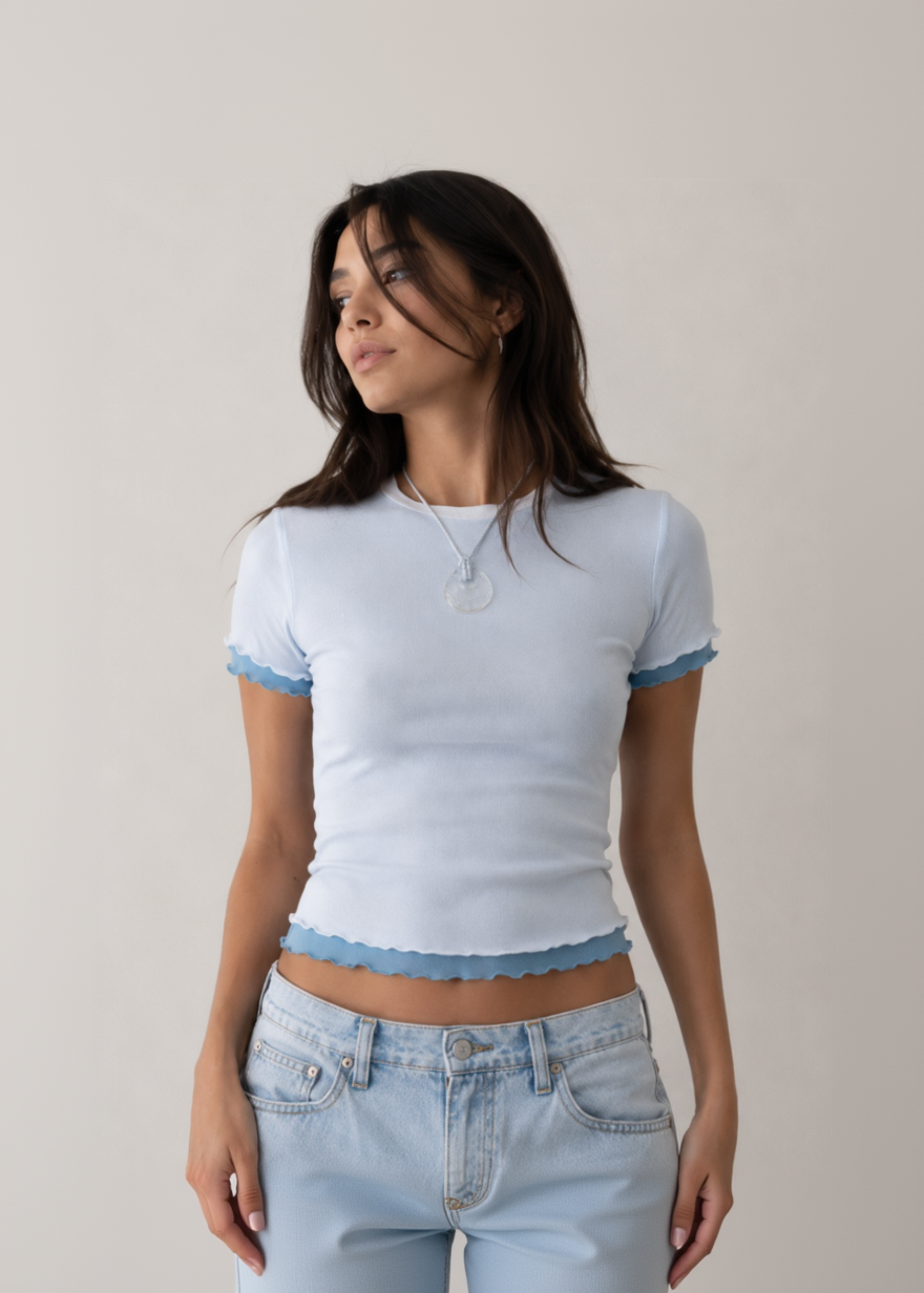 Mia Colour Block Mesh Top