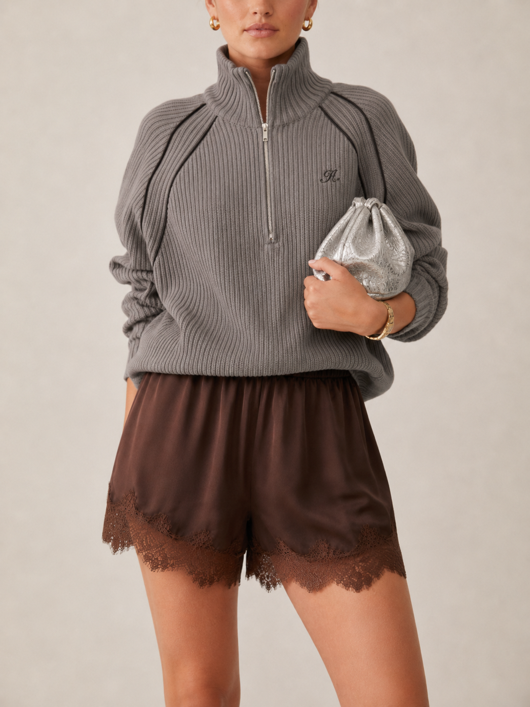 Kathy Satin Lace Shorts