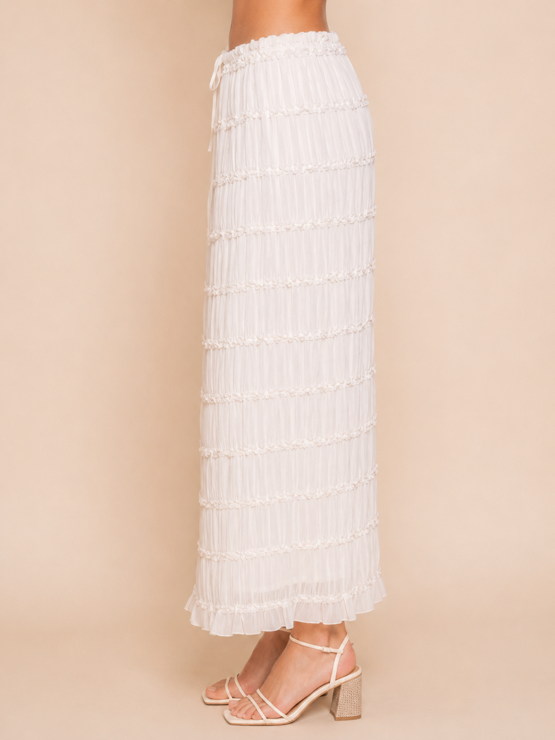 Tiered Ruched Maxi Skirt