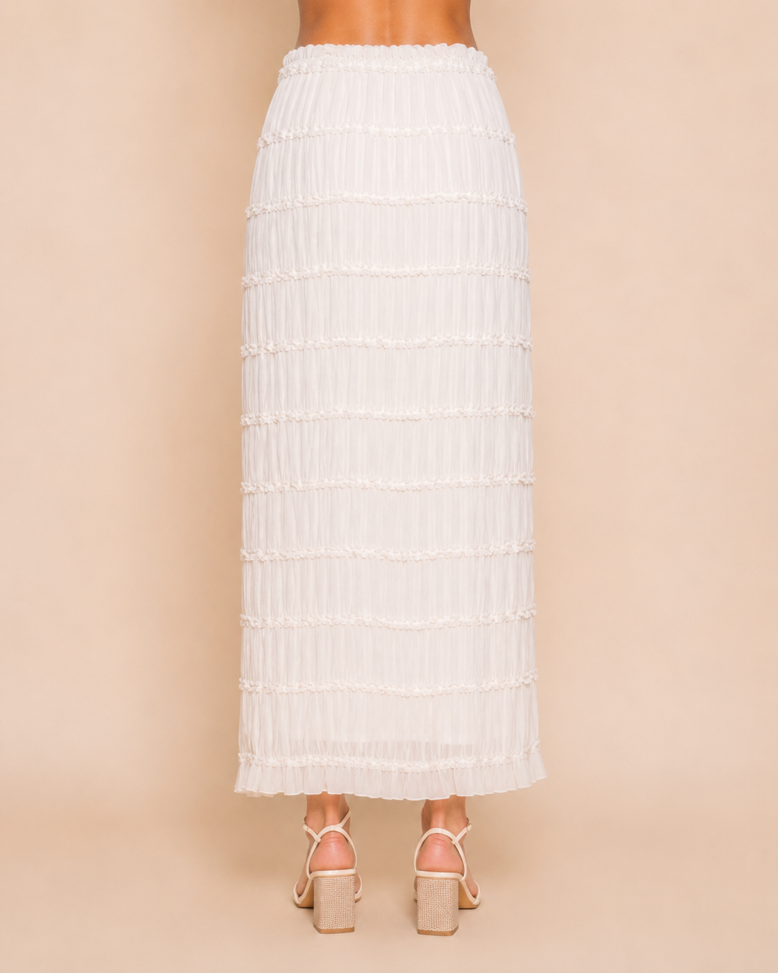 Tiered Ruched Maxi Skirt