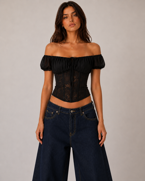 Zolie Lace Corset Blouse Top