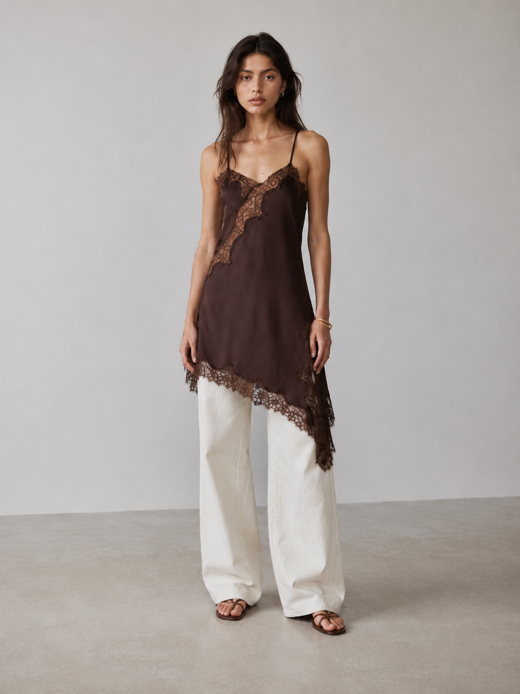Linora Satin Lace Mini Dress