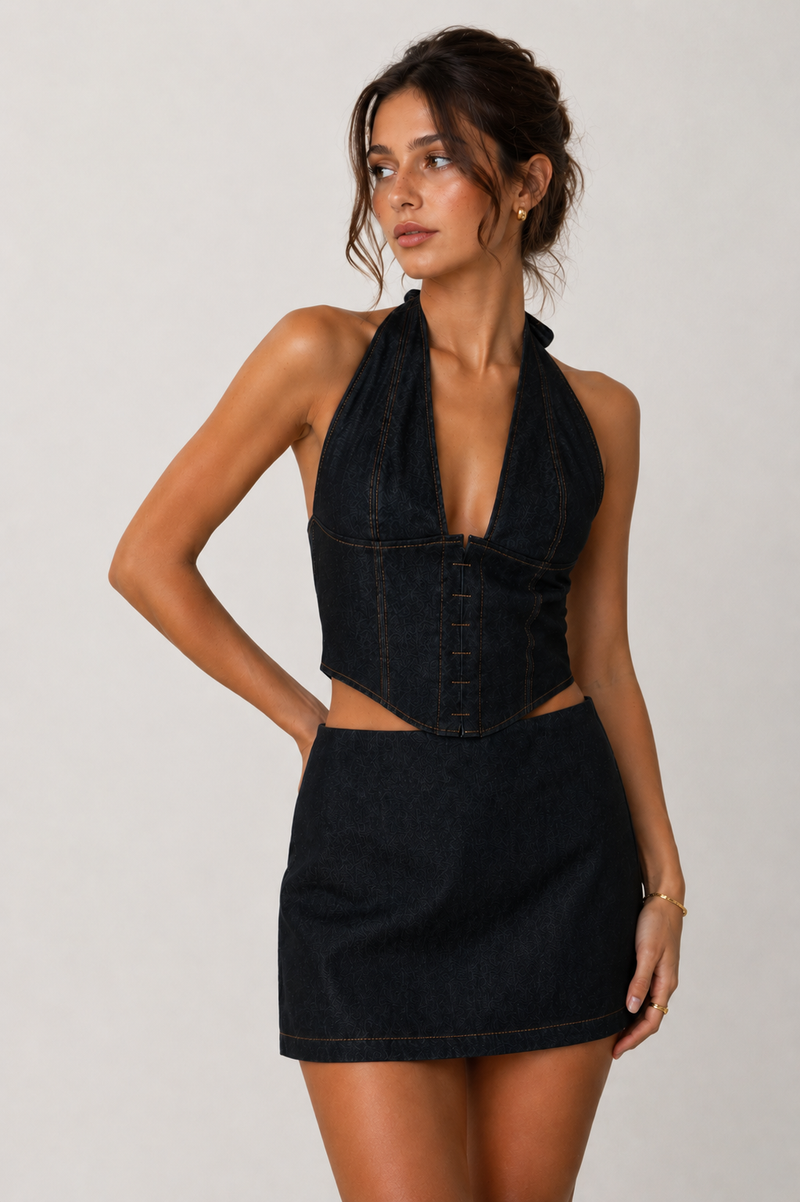 Maeve Dark Denim Wash Halter Top
