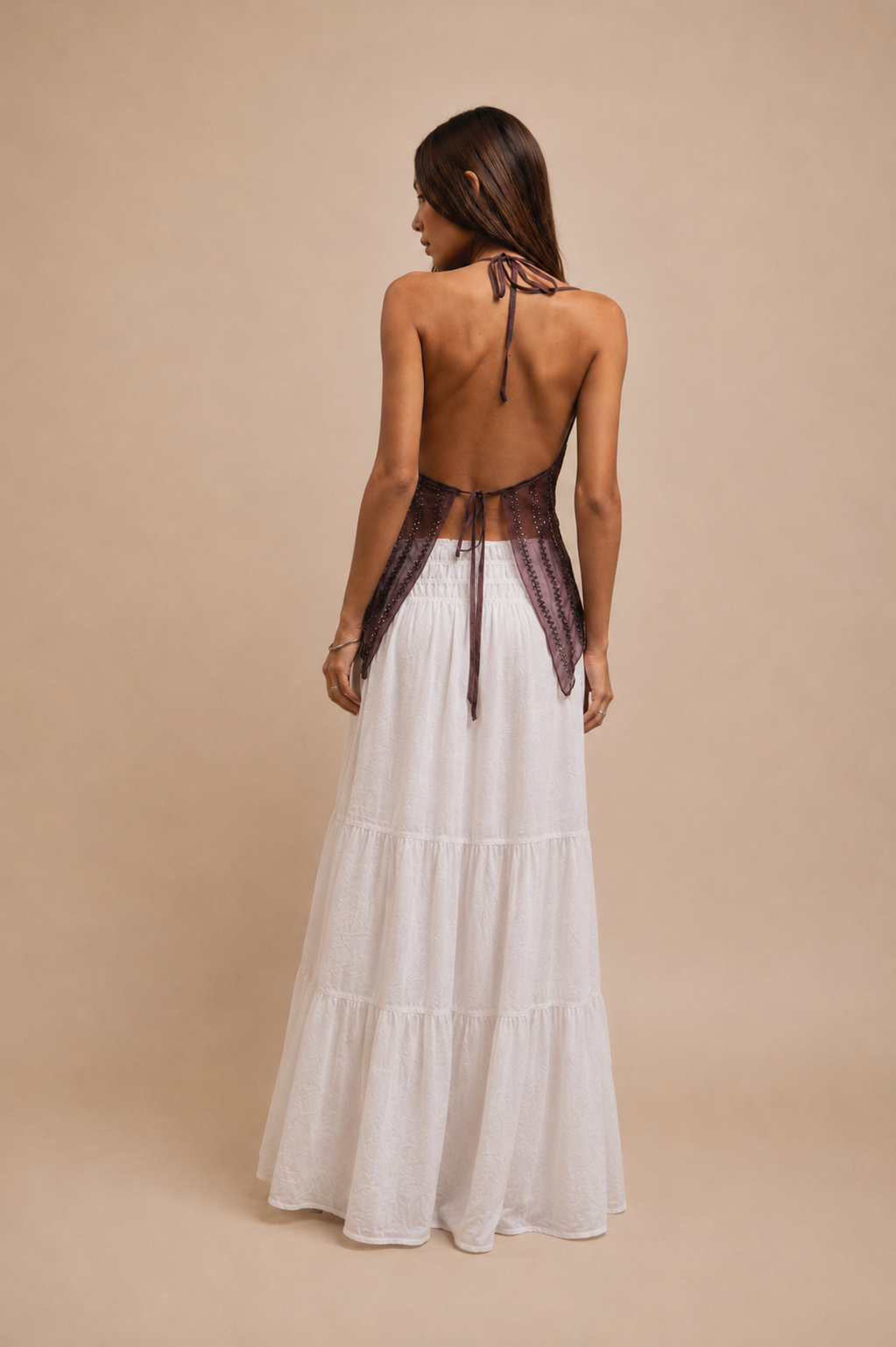 Isola Scalloped Sequin Halter Top