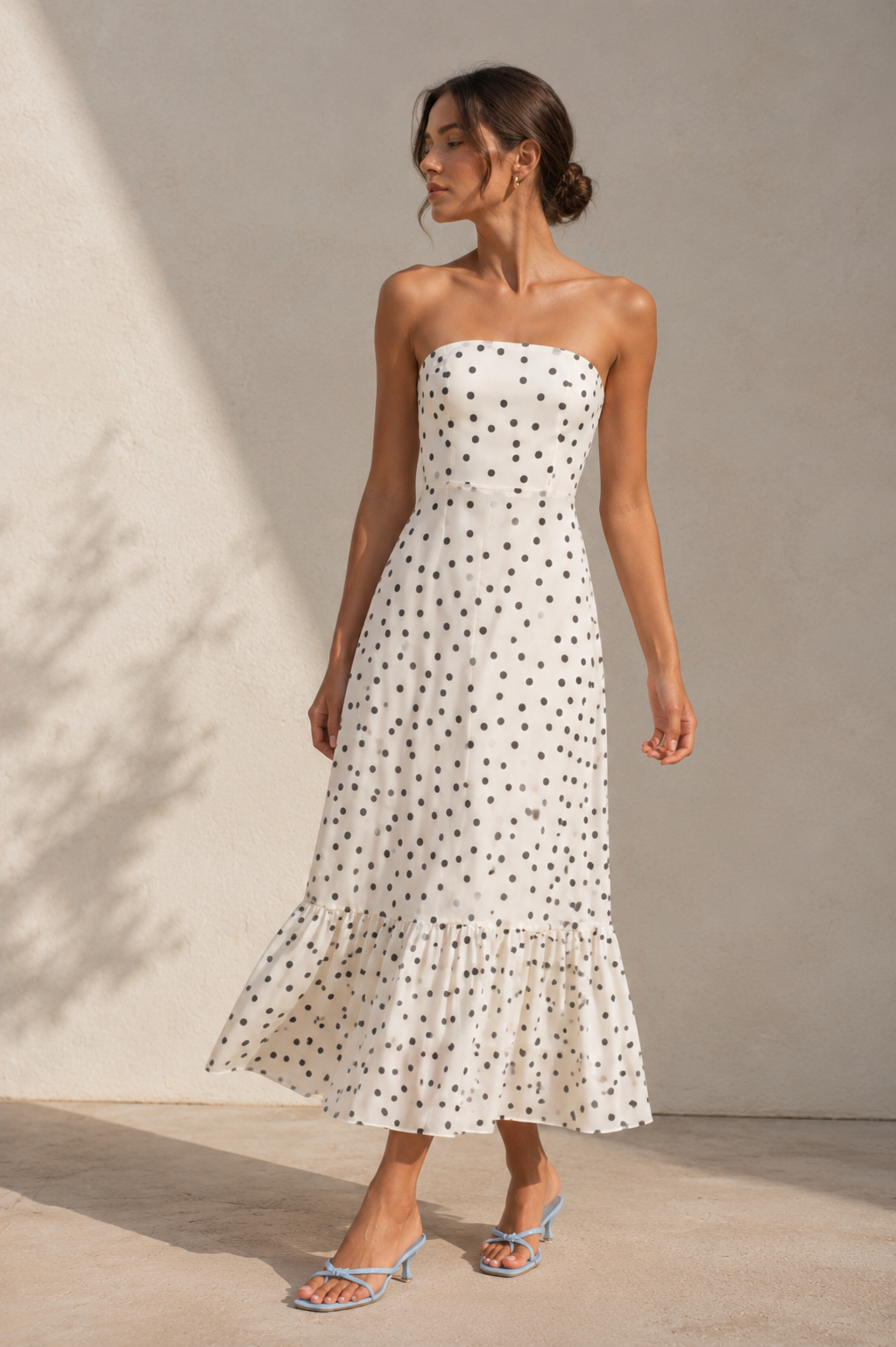 Aria Polka Dot Strapless Maxi Dress