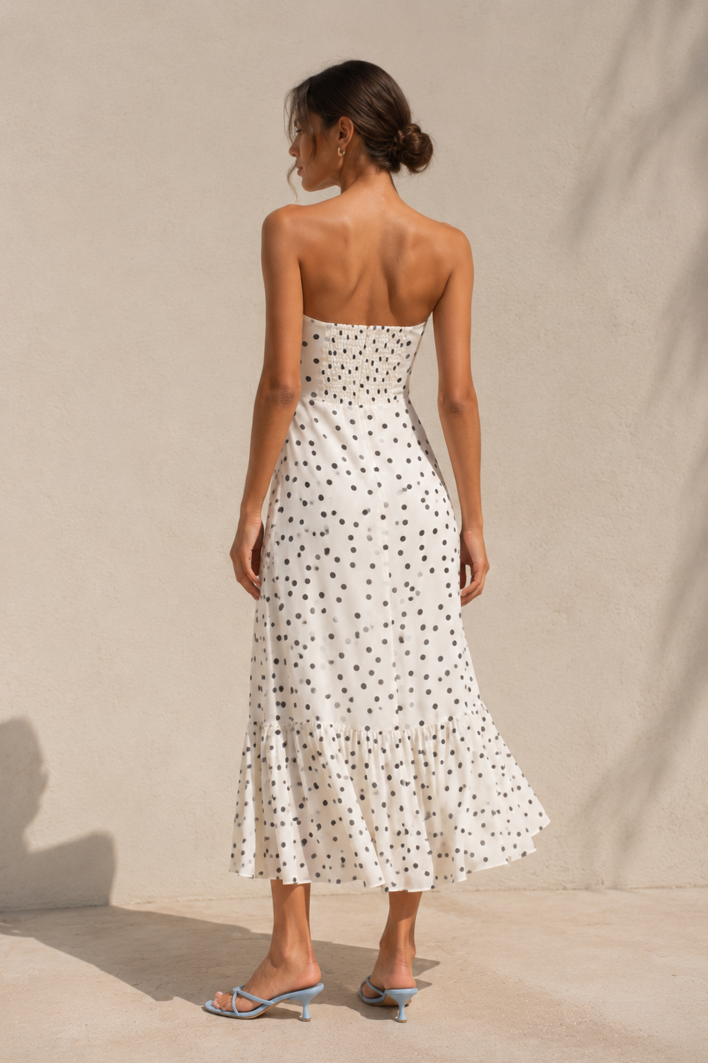 Aria Polka Dot Strapless Maxi Dress