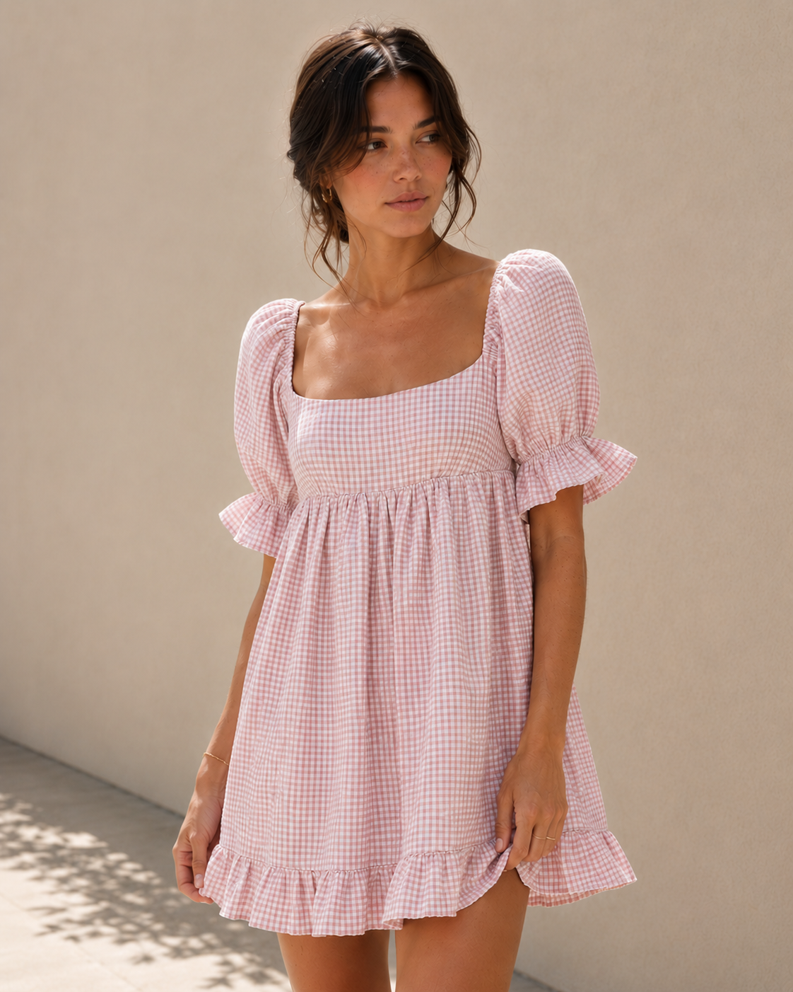 Kendall Gingham Puff Sleeve Dress