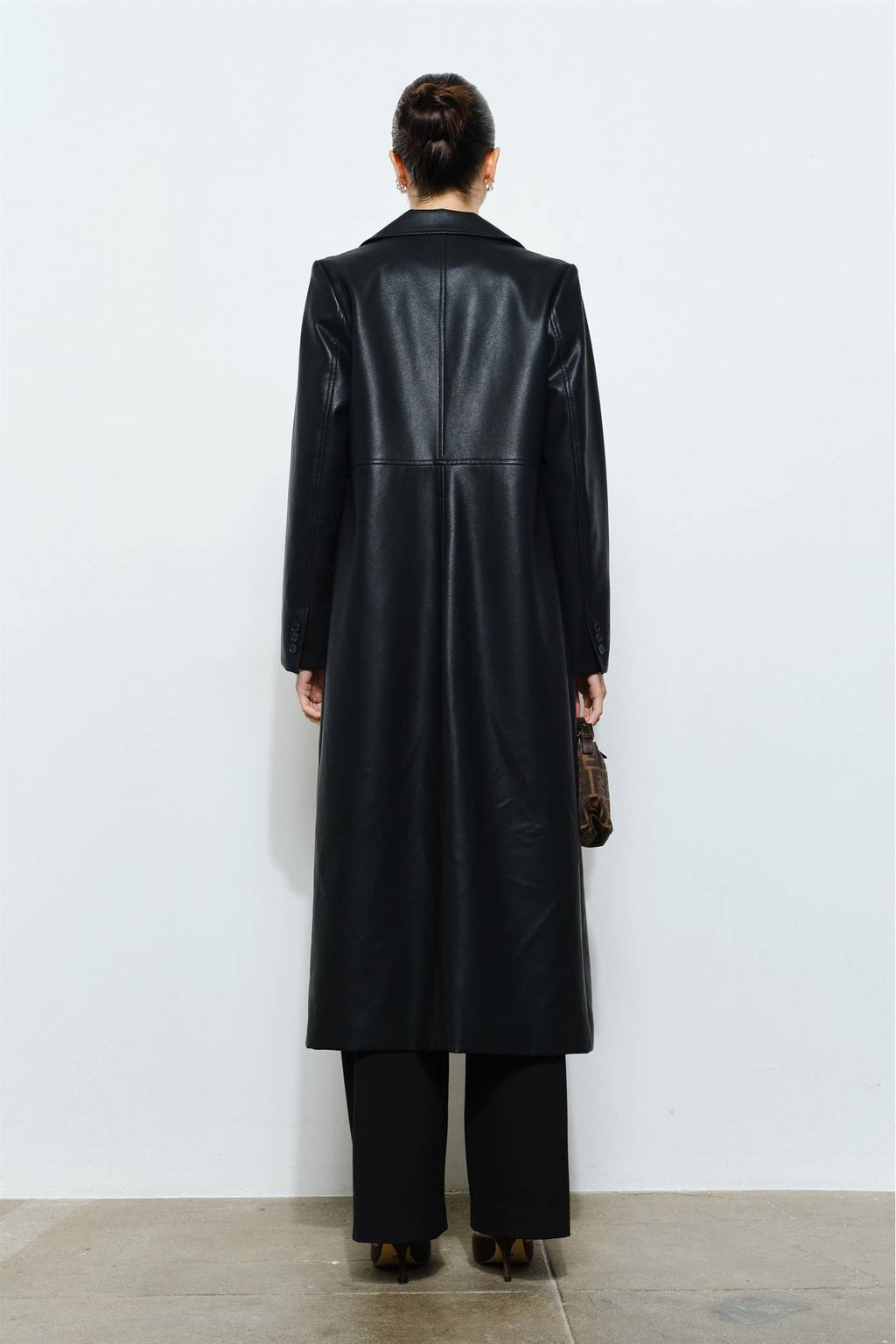 Daria Faux Leather Longline Coat