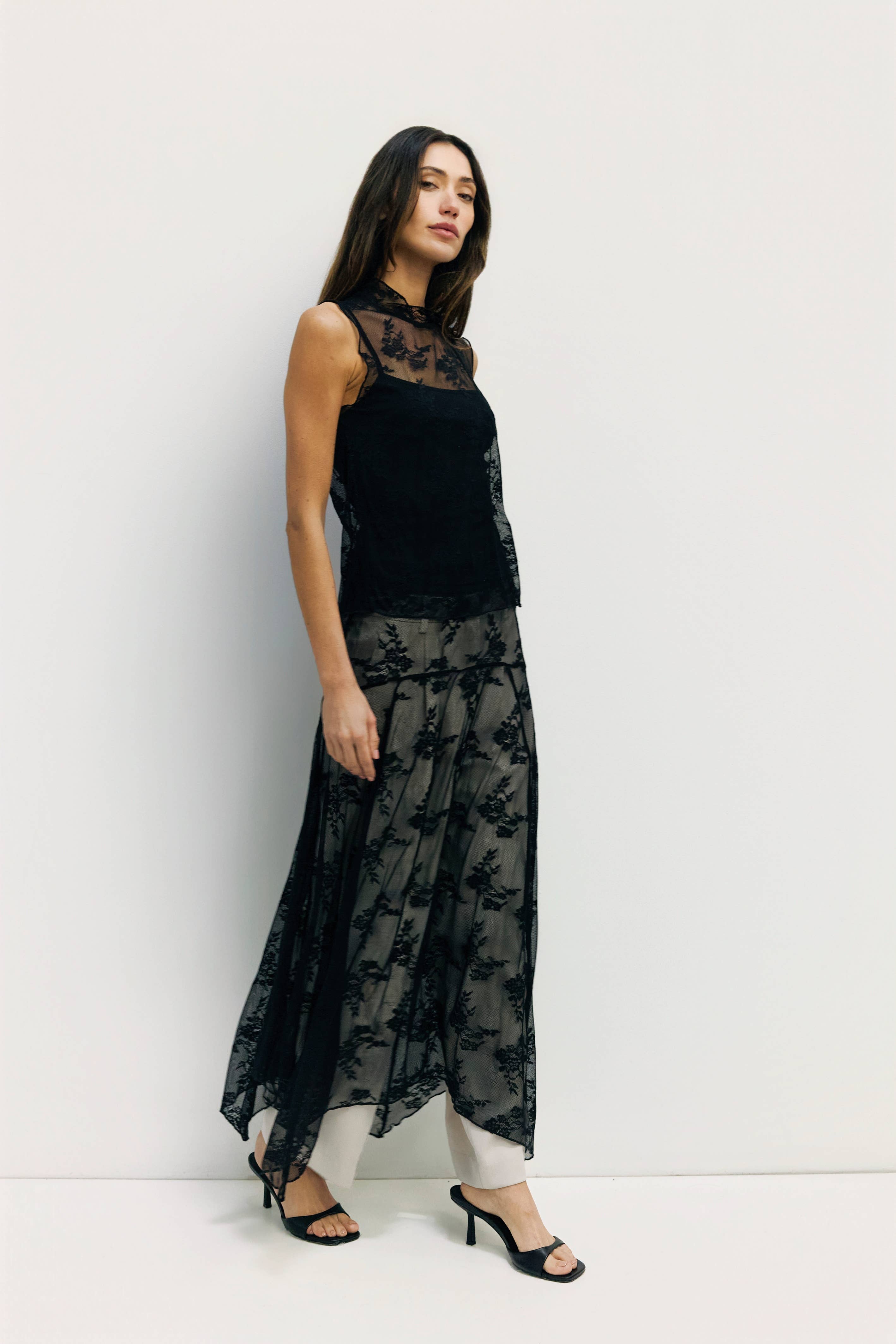 Jennifer Asymmetrical Lace Skirt
