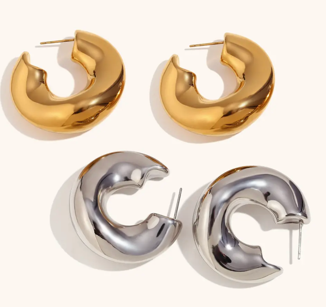 Wave Puffy Hoop Earrings