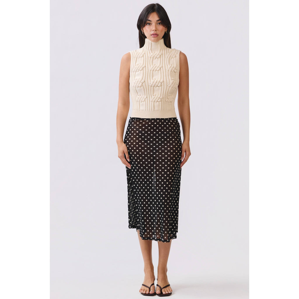 Polka Dot Sheer Midi Skirt