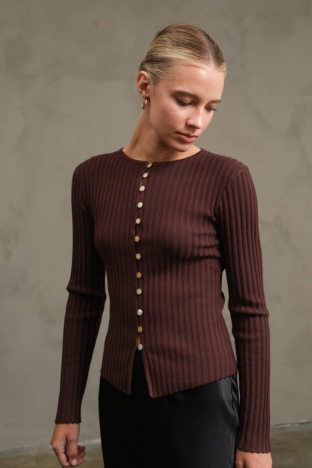 Slim Fit Knit Button Top
