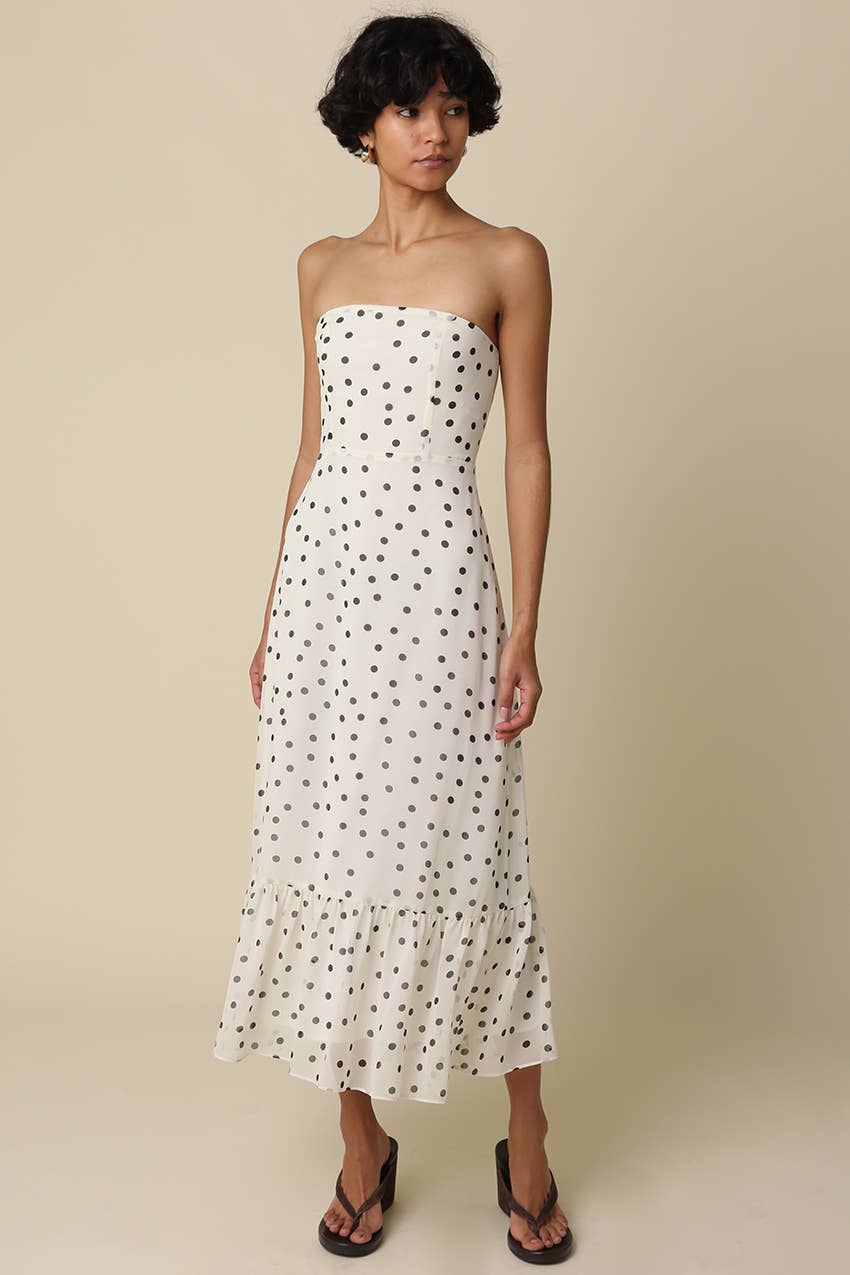Aria Polka Dot Strapless Maxi Dress