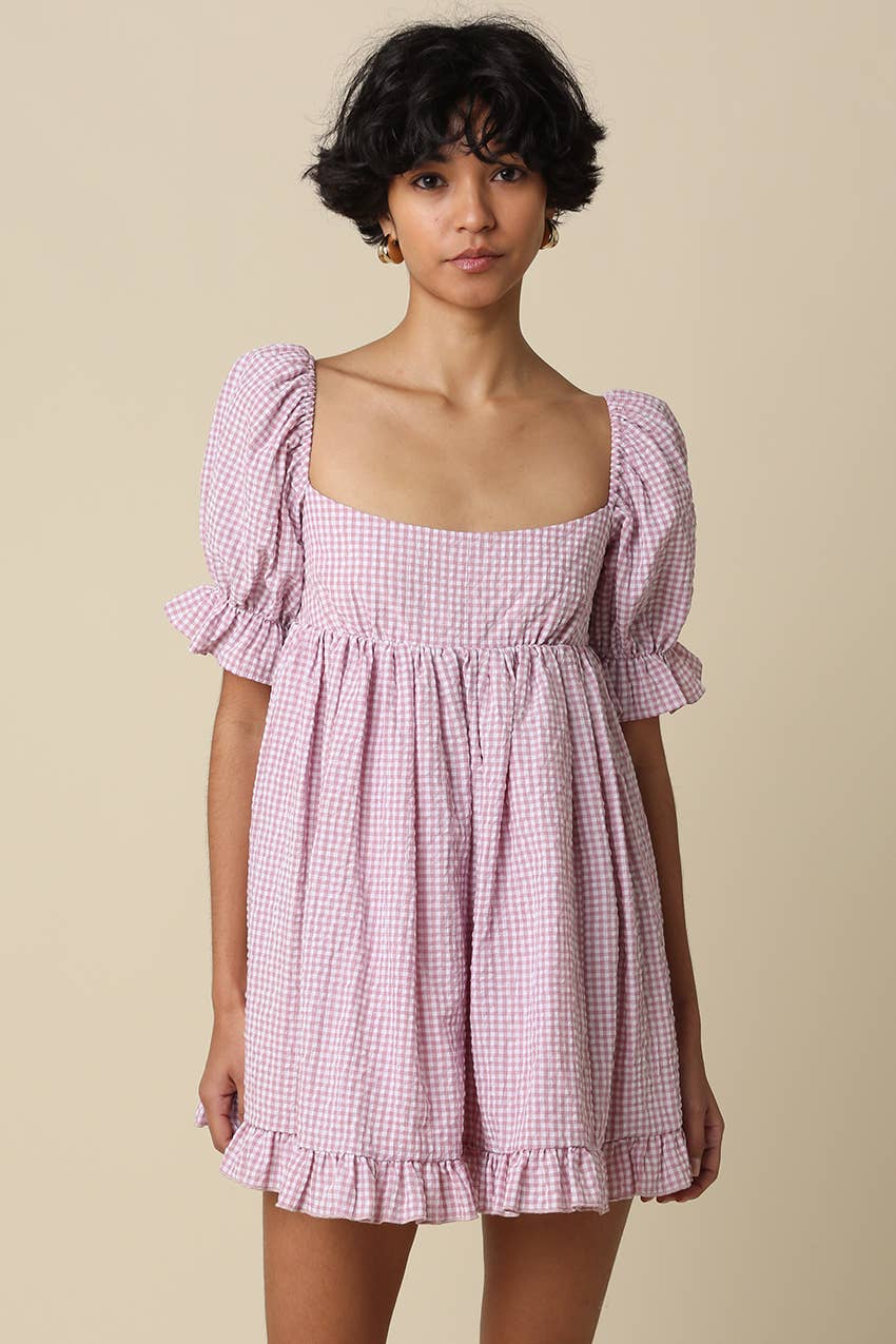 Kendall Gingham Puff Sleeve Dress