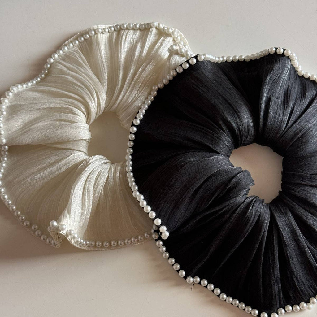 Chiffon Pearl Hair Scrunchies