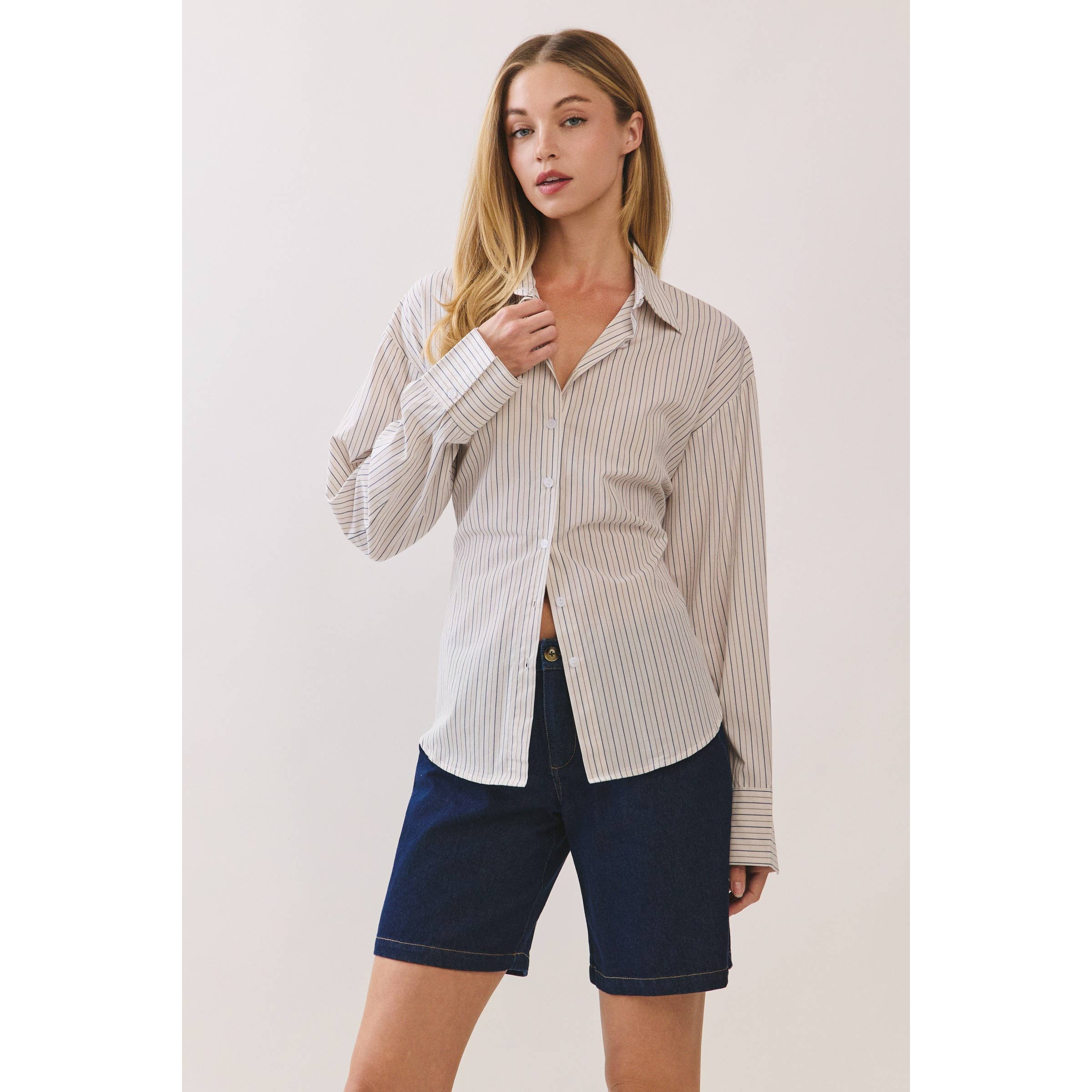 Striped Back Lace-Up Shirt