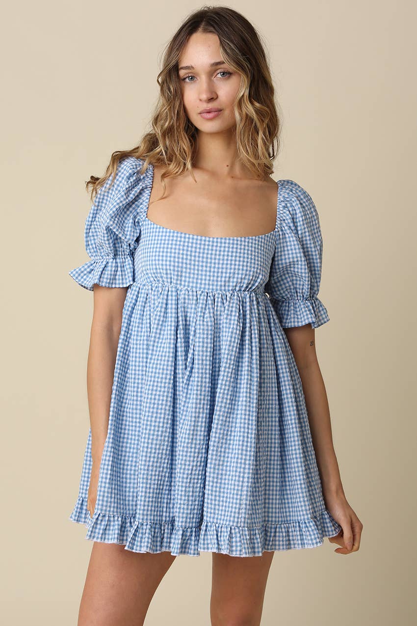 Kendall Gingham Puff Sleeve Dress