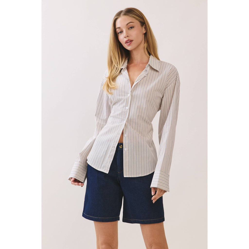Striped Back Lace-Up Shirt