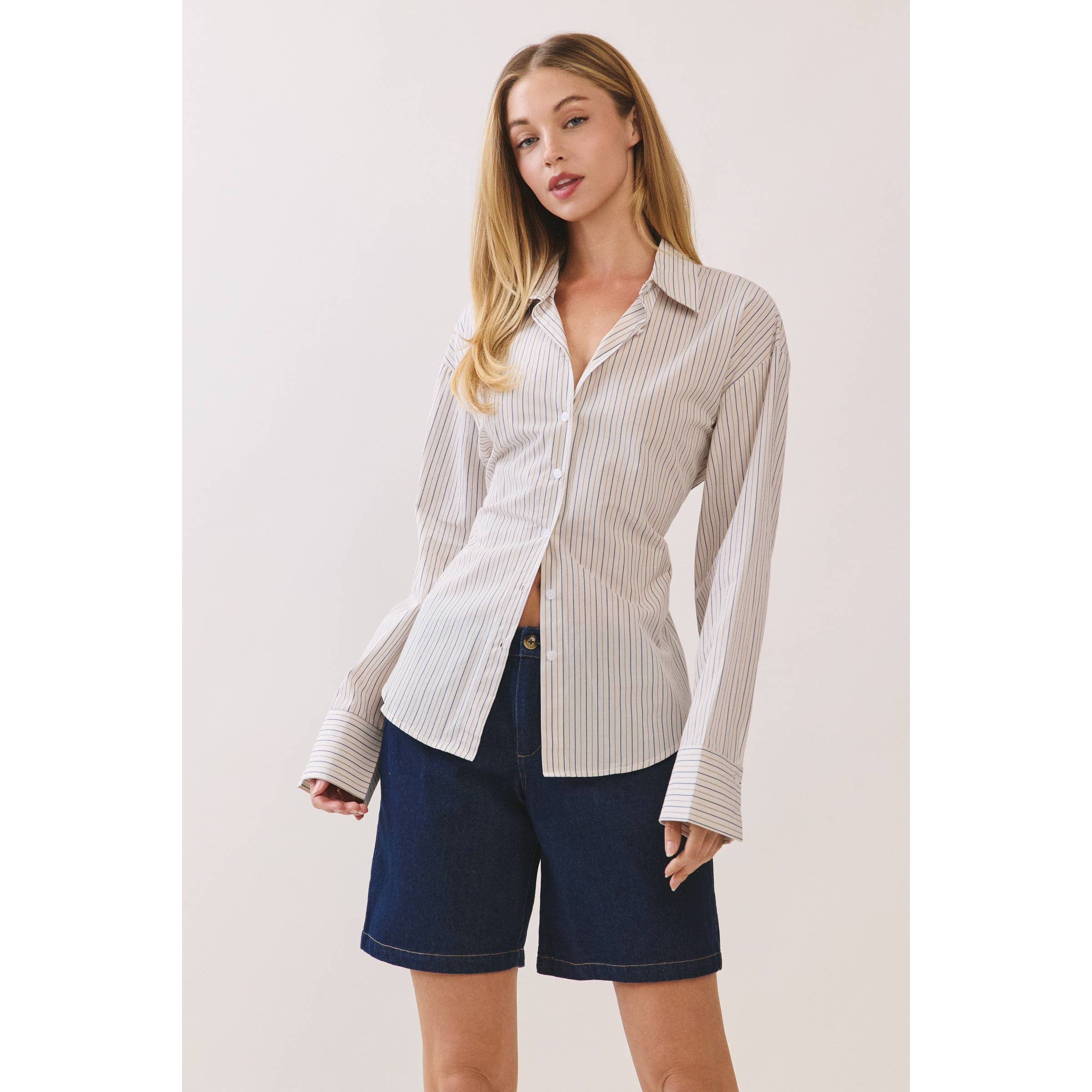 Striped Back Lace-Up Shirt