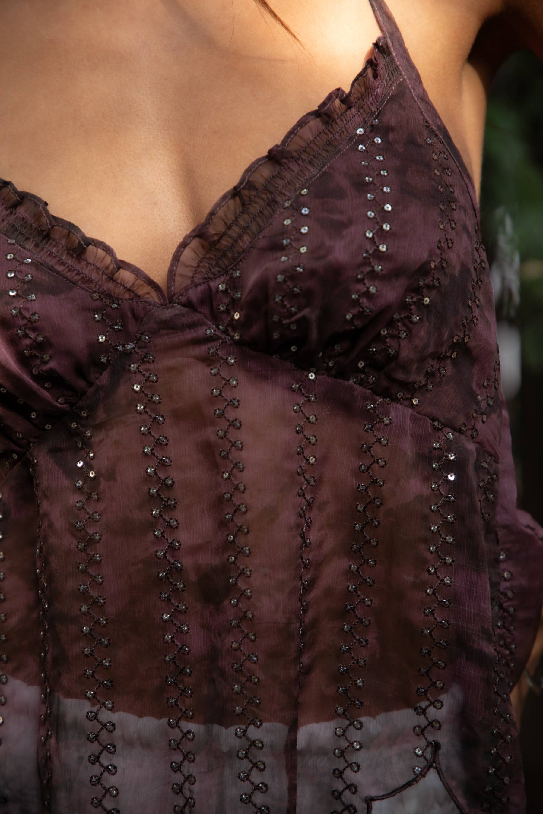 Isola Scalloped Sequin Halter Top