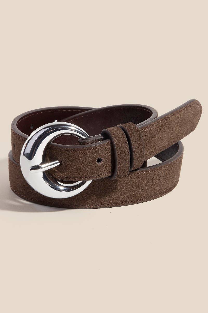 Round Buckle Rough Leather Belt