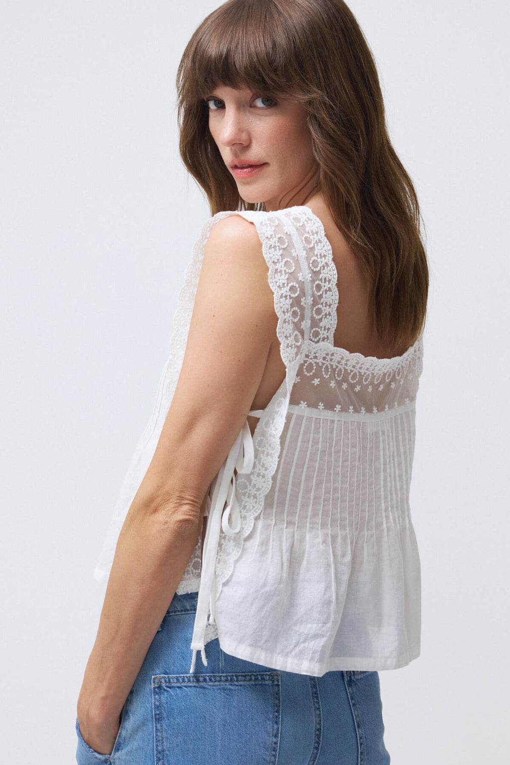 Francis Lace-Tie Top