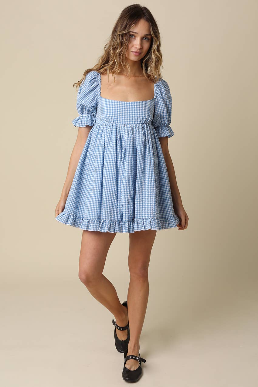 Kendall Gingham Puff Sleeve Dress