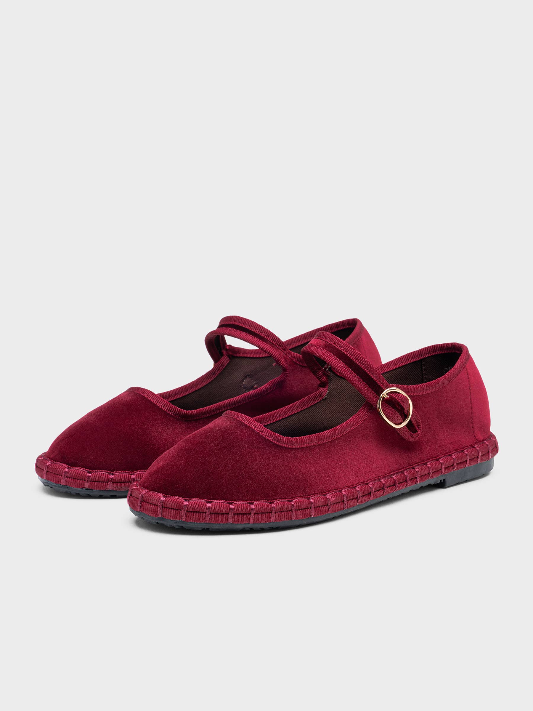 Velvet Mary Jane Flats
