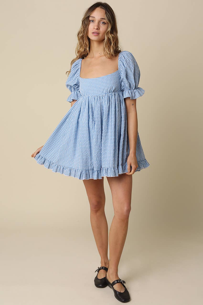 Kendall Gingham Puff Sleeve Dress