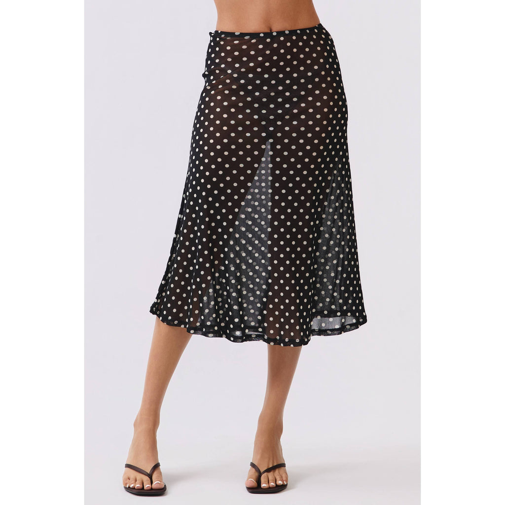 Polka Dot Sheer Midi Skirt